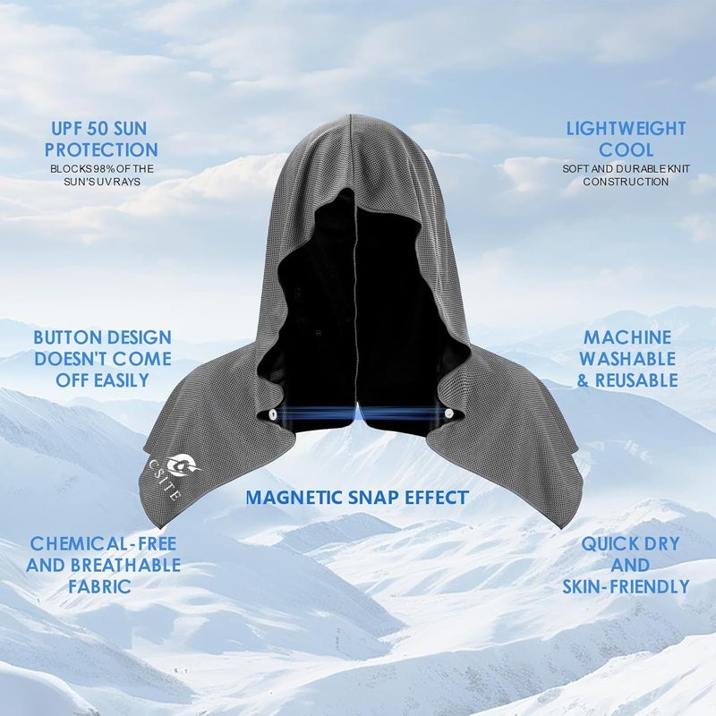 CASITE 4 Pack Cooling Hoodie Towels for Neck and Face, UPF 50 Sun Protection & Instant Cooling, Ice Towels for Hot Weather, Soft Breathable Towel for Sport, Work Out, Gym, Camping & More Activities - Image 2